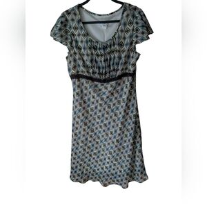 Dorby Vintage Y2K Geometric Babydoll Midi Dress Size 14